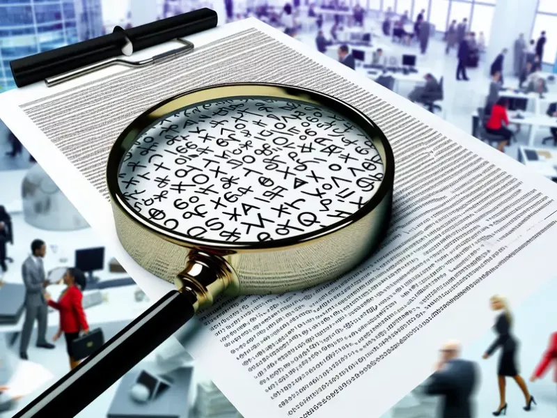 Legal document with financial symbols and a magnifying glass.